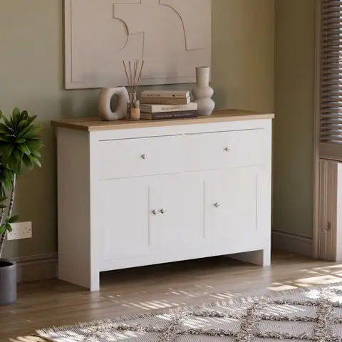 Vida Designs Sideboard Arlington 3 Doors 2 Drawers White/Oak Effect