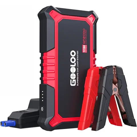GOOLOO GP2000 Car Jump Starter Power Bank, 2000 A Tip Jump Starter, Supersafe 12 V Booster Car Jump Starter, Portable Jump Starter Mid Intelligent Jump Lead, for 8.0 L Petrol and 6.0 L Diesel