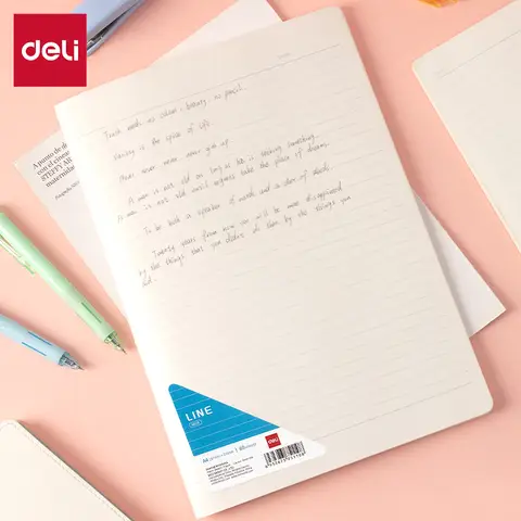 Deli A4 Spiral Notebook with PP Cover: 60 Pages of 70gsm Paper, 8-Line Format - Perfect for School & Work，4-Pack