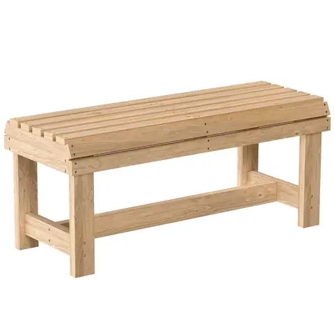 Outsunny Wooden Garden Bench with Slatted Seat Natural
