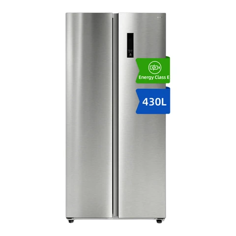 CHiQ JKR433WSSE 430L 84cm Wide Stainless Steel No Frost American Style Fridge Freezer – Side by Side, Dual Inverter Tech, E Rated