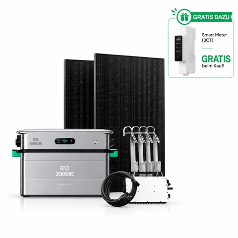 Zendure SolarFlow 2400 AC Bundle mit AB3000X Akkus, 5,76 kWh, kostenloser Smart Meter, SKYWORTH 1800 W Solar-Kit, 800 W Mikroinverter und Montagesystem