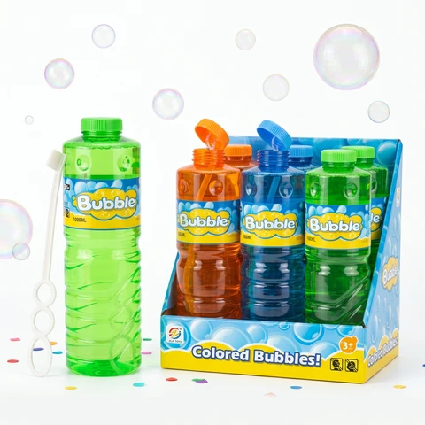 TOKKY Bubble Solution Refill (with bubble wand) BB-10, 1L*6 bottles large capacity, non-toxic, dye-free; designed for children, value pack, suitable for all kinds of bubble machines, bubble wands and bubble toys.