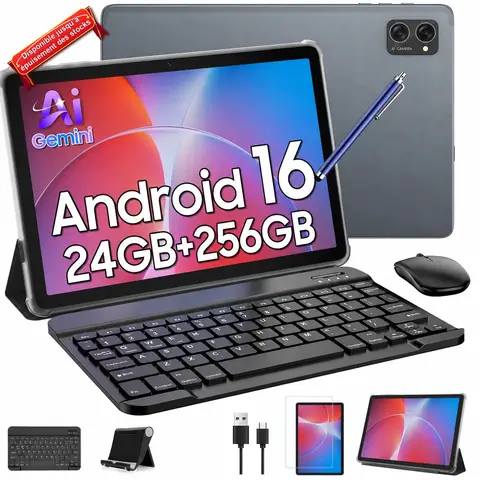 【Offres sélectionnées, disponibles tant que les stocks durent ! 】Tablette TABWEE T20 10,1 pouces 24 Go (8+16) RAM + 256 Go ROM/2 To TF, Gemini AI, T606 Octa-Core + Caméra 8 MP, 5000 mAh, Widevine L1, Tablette 2-en-1 avec clavier/souris/stylo