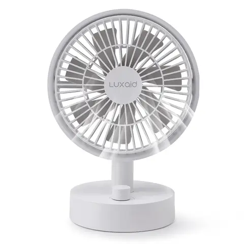 Luxaid Ventilateur de Bureau, Batterie 2000 mAh USB-C, 10 Vitesses, Oscillation 160°, Silencieux, Portable