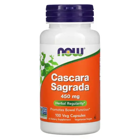 NOW Foods Cascara Sagrada Digestive Support 450mg Capsules - 100 Vegan Capsules