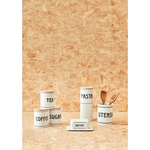 Maison by Premier Grocer White Metal Tea Canister