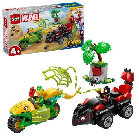 LEGO Marvel 11198 Spidey And His Amazing Friends Spin and Electro Dinosaur Vehicle Chase Set