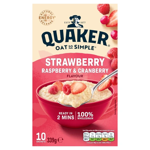 Quaker Oat So Simple Strawberry, Raspberry & Cranberry 10 Sachets 339g