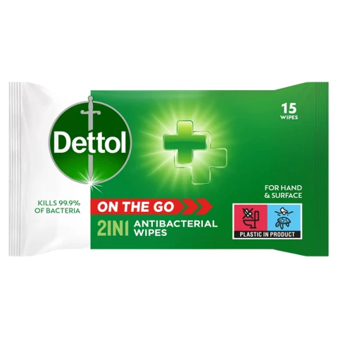 Dettol On the Go 15 2in1 Antibacterial Wipes