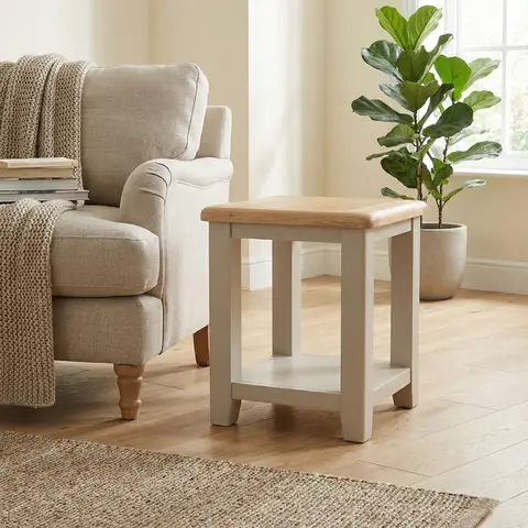 Side Table Windermere Square Oak Top Grey/Natural