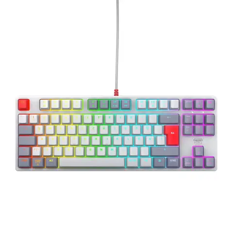 CHERRY XTRFY K4V2 TKL kabelgebundene mechanische Gaming-Tastatur, Tenkeyless (ohne Ziffernblock), kompaktes Design, deutsches QWERTZ-Layout, MX2A RED linear, RGB-Beleuchtung, Retrofarbe