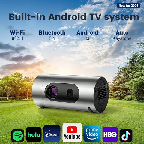 XBJ 1080P Smart Ultra-Light Mini Portable Outdoor Projector | 4K Decoding Supported, Powerbank-Operated (Grid-Power-Free), Hassle-Free Outdoor Use with No Power Limitations, 8000 Lumens, 8W Dolby Digital Audio