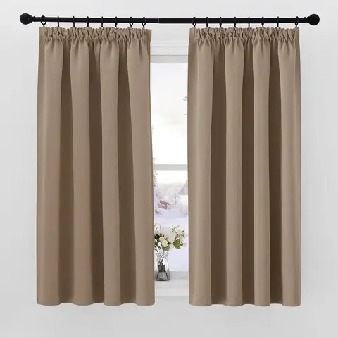 PONY DANCE Pencil Pleat Thermal Curtains, W 46 x L 54Inches, 2 Panels, Cappuccino
