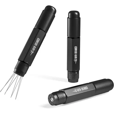 MHW-3BOMBER Outil WDT rétractable, outil de distribution d'espresso avec rangement magnétique, outil de mélange de café à portée réglable pour barista, 0,4 mm 8 aiguilles en acier inoxydable avec 8 supplémentaires, noir, T6188B-OS