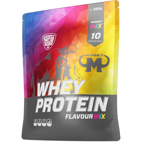 Mammut Nutrition Whey Protein Pulver Probierpaket – 10 x 25g – ideal zum Muskelaufbau und -erhalt – Probierbundle mit verschiedenen Sorten – Whey Portionsbeutel zum Testen