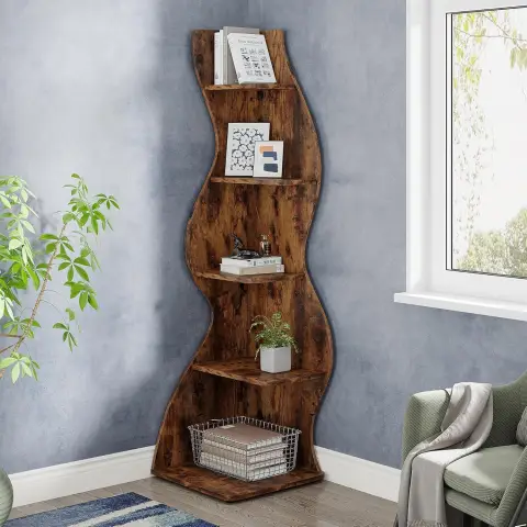 Tribesigns gestraffter 5-stufiger Eckregal 49,78 x 47,75 x 177,29 cm 1 Stück Wohnzimmer/Büro/Wohnzimmer