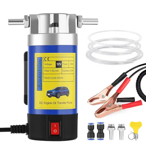 EAFC Portable 12V Oil Transfer Pump 1-4L/min Extractor Fluid Suction Electric Change Fuel Pump Siphon Tool for Car Motorcycles Boats