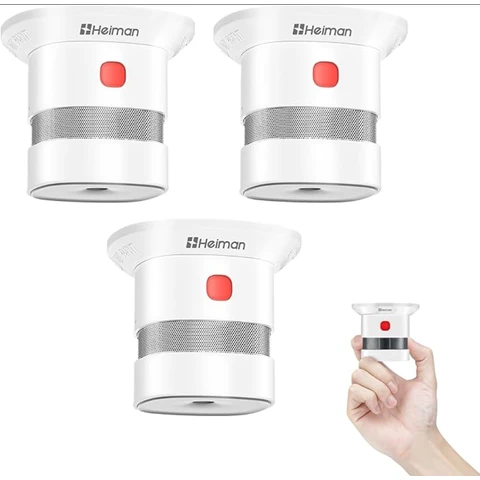 HEIMAN Mini Smoke Detector with 10 Year Battery Life, 85 dB Alarm, TÜV and EN14604 Certified Smoke Alarm Fire Alarm with Fire Alarm and Photoelectric Sensor (3) 