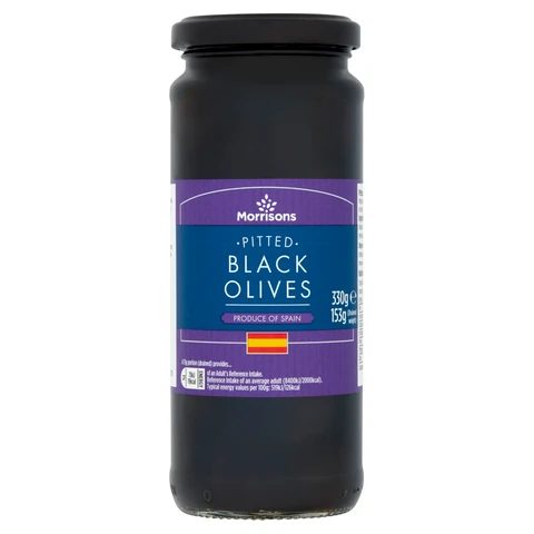 Morrisons Pitted Black Olives in Brine 330g