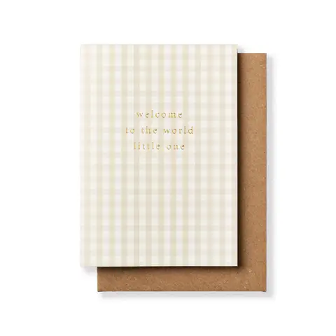 Katie Leamon Gingham Welcome To The World Little One Card