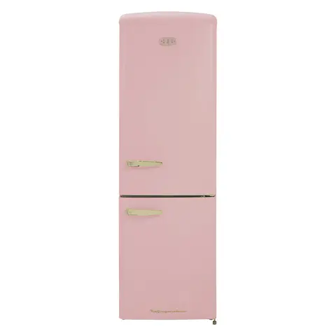 CDA Florence Tea Rose Pink Retro 199cm 60/40 Frost Free Fridge Freezer, Tea Rose Pink, D Rated