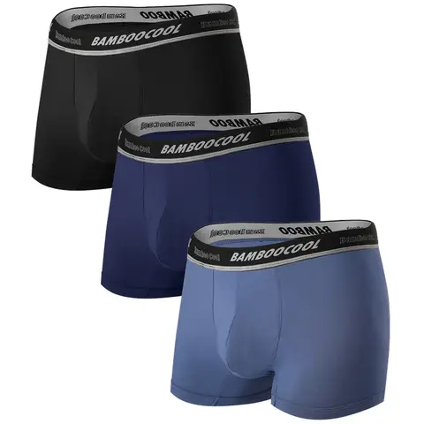 BAMBOO COOL Mens Underwear Trunks for Man Soft Waistband Open-fly Support Briefs XL (3pack)