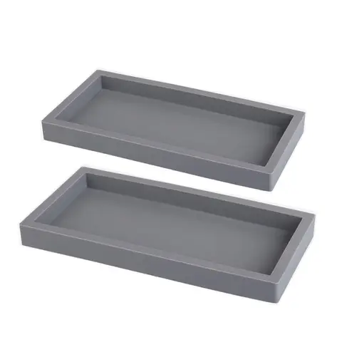JORDAN&JUDY 2-Pack Gray Silicone Tray, Soft Material, Essential Bathroom Organizer