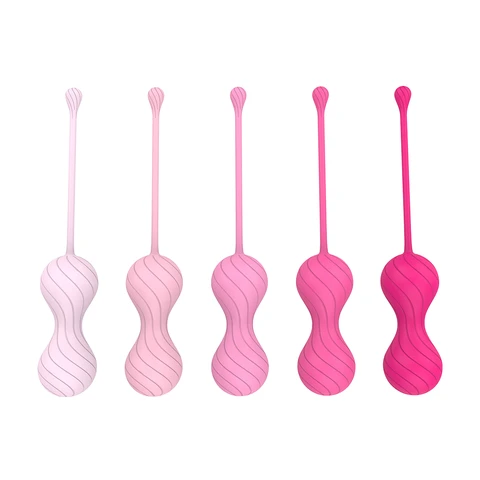 Moistor Professionelles Kegel-Trainingskugel-Set – 5-stufiges progressives Gewichtssystem, IPX9-Wasserdichtigkeit, Flüssigsilikon, elegante rosa Ausführung, S243