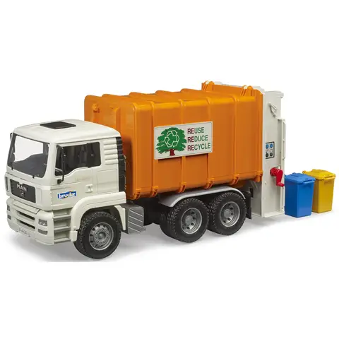 Bruder MAN Rear Loading Garbage Truck 1:16 Scale with Working Conveyor & Bins