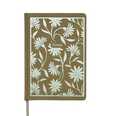 Jubiluu Divers A5-Notizbuch mit Hardcover und Innenauslage, 96 Blatt (100 g/㎡-Offetpapier), Lesezeichen & Gummiband - klassische cremefarbene Liniatur für Schreiben, Schule, Büro und Geschenkidee – Olivenblüten