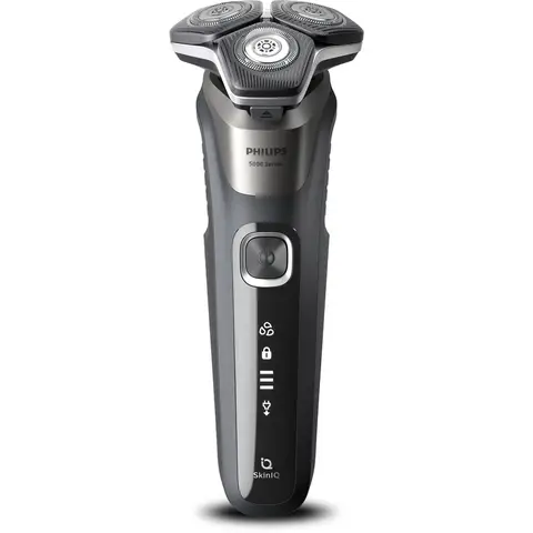 Philips Rasierer mit SkinIQ-Technologie, SteelPrecision-Klingen, 360°-bewegliche Scherköpfe, PowerAdapt-Sensor, 60 Min. Laufzeit, inkl. Reinigungsstation, S5887/69