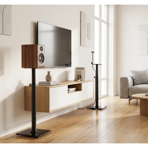 5Rcom Speaker Stands Floor Pair Height Adjustable 82.4-109cm, 360° Swivel Speaker Stand，Rear Speaker Stands with Cable Management,5KG Loading