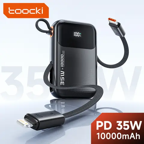 toocki Portable Charger, Slimmest Fast Charging 10000mAh USB C in/Out Power Bank, 35W PD3.0 QC4+ Battery Pack, Portable Phone Charger for iPhone 17 16 15 14 13 12 Pro Samsung S22 S21 Google AirPods iPad