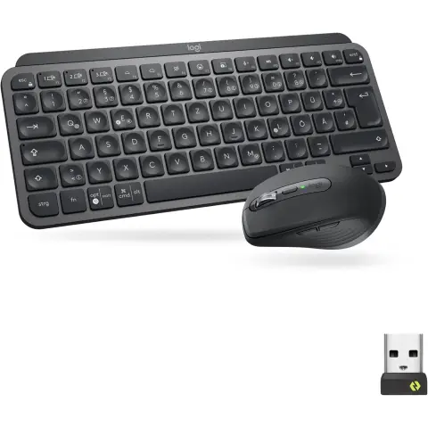 Logitech MX Keys Mini Combo for Business, kompakte, kabellose Tastatur und Maus, Logi Bolt Technologie, Bluetooth, zertifiziert für Windows/Mac/Chrome/Linux – Graphit
