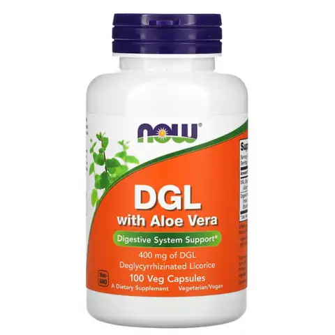 NOW Foods DGL + Aloe Vera Digestive Comfort Capsules - 100 Vegan Capsules