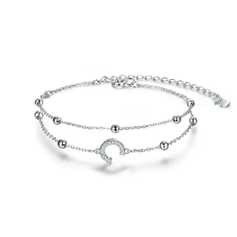 Ever Faith 925 Sterling Sliver Cubic Zircon Layered Letter Initial Link Bracelets for Women Dainty Jewelry Gifts for Anniversary Birthday Valentines Mother Day Chrismas