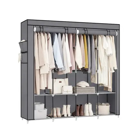 SONGMICS Wardrobe, 170x45x167cm, 4 Columns, Grey