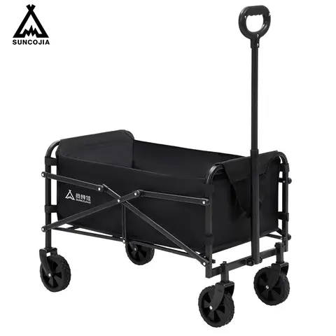 SUCOJIA Klappbarer Wagen mit Rädern. Faltbarer Wagen für Strand, Camping und Sport. Halterungen, leicht und tragbar, Schwarz/Schwarz/10,6 lbs (ca. 4,8 kg)