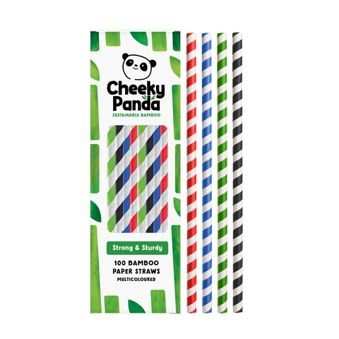 The Cheeky Panda Multicoloured Bamboo Paper Straws × 100