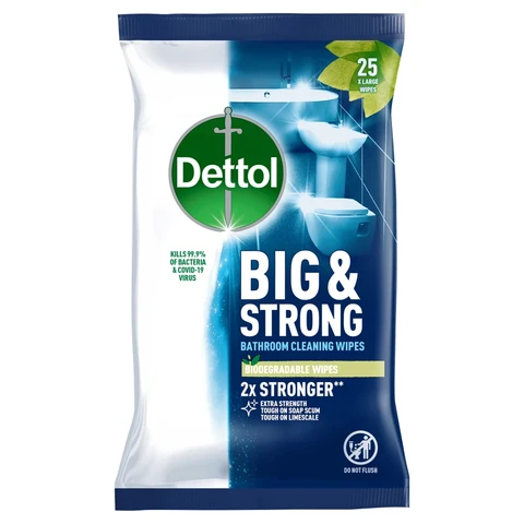Dettol Antibacterial Big & Strong Bathroom Wipes 25Wipes