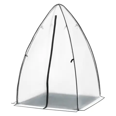 Woltu Mini Gartengewächshaus, outdoor für Töpfe und Pflanzen mit Reißverschlusstür, doppelseitiger Luftpolsterfolie, dunkelgrüner Matte, 120 x 120 x 180 cm