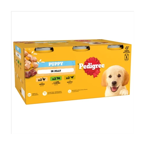 Pedigree Junior Puppy Wet Dog Food Mixed Selection in Jelly 6 x 400g Can