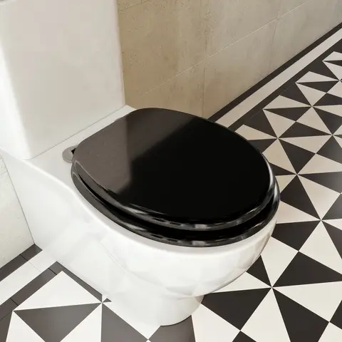 Croydex Flexi-Fix Wooden Toilet Seat (Black Quartz)