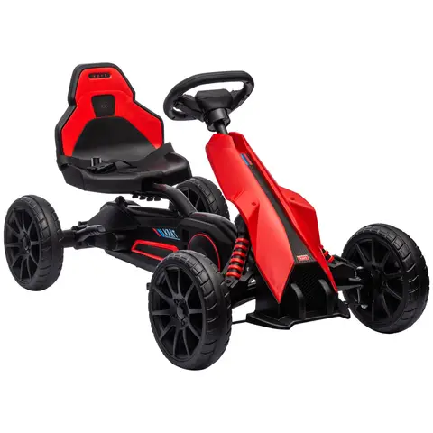 HOMCOM Pedal Go Kart, Kids Ride On Race Car with Adjustable Seat, Swing Axle, Shock Absorption EVA Tyres, Handbrake Red