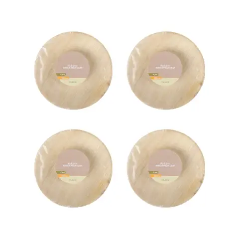 Plate Dia 23cm Set 4pcs - Dried palm leaves