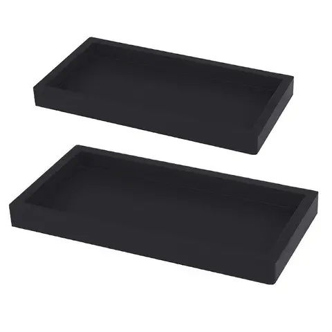 JORDAN&JUDY 2-Pack Black Silicone Bathroom Tray Set (Large + Small), Cosmetic Organizer