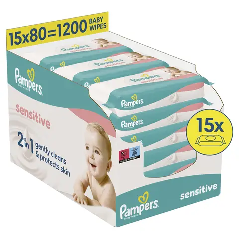 Pampers Sensitive Feuchttücher 15 x 80 = 1200 Stück