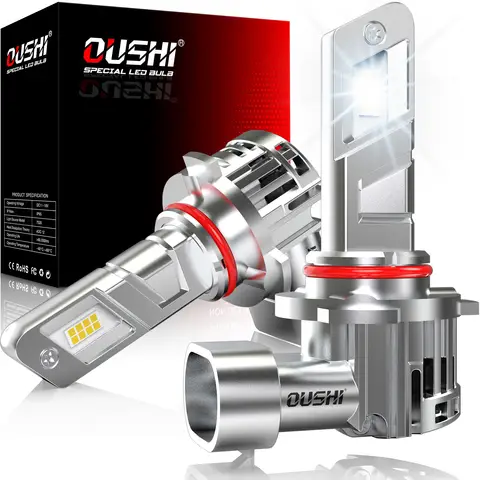 OUSHI HB3 LED Headlight Bulbs, Upgraded 600% 6500K Xenon White 1:1 Mini Size HB3 LED Bulbs, 30000LM Plug and Play 9005 Bulb, Pack of 2