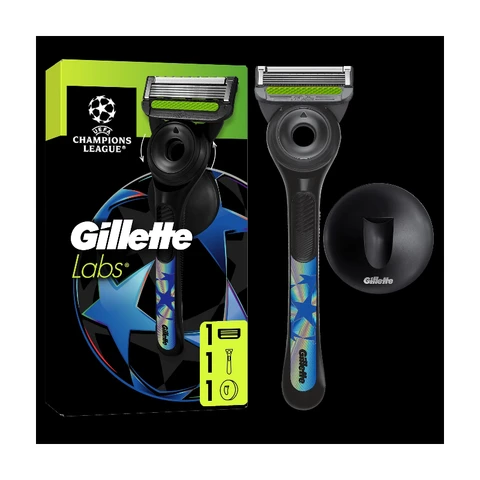 GILLETTE Labs Champions League - Rasoir Rechargeable + 1 Recharge + Support Mural - 1 Unité